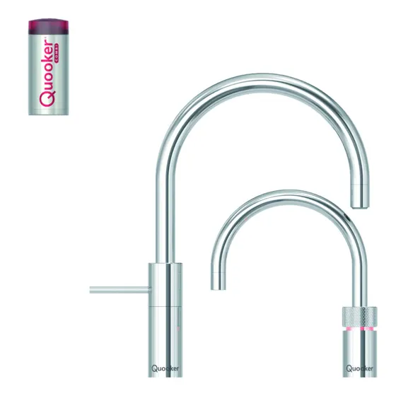Quooker TWINTAPS Nordic Round + Combi+ 2.2, Chroom