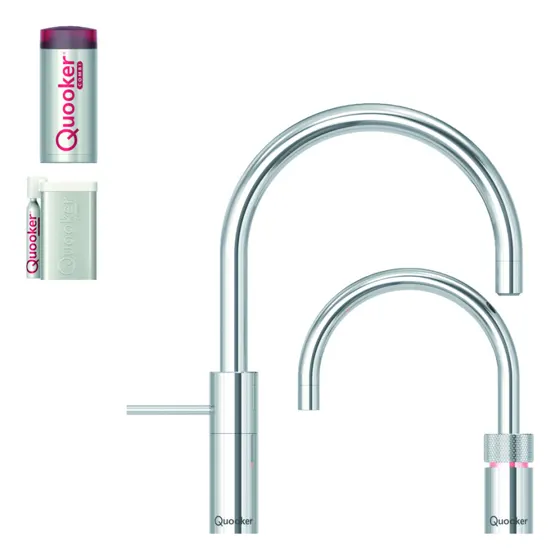 Quooker Twintaps Round + Combi+ + Cube, Chroom