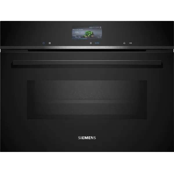 Siemens iQ700 compacte oven 45 cm met magnetron en pyrolyse, zwart